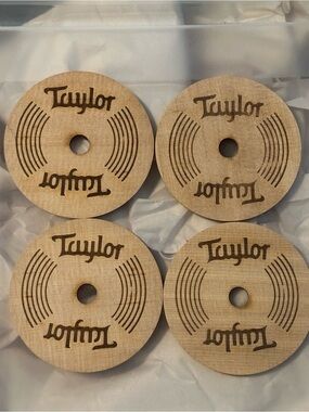 Taylor Guitar Natural Wood Coaster Set with Logo